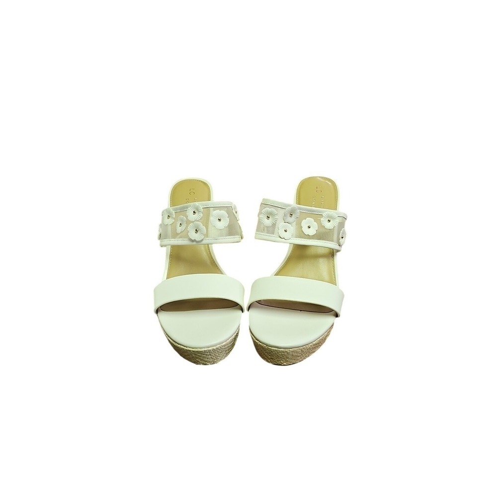 LC Lauren Conrad‎ Sheridyn  Women White Cork Wedge Sandals Memory Foam Size 10